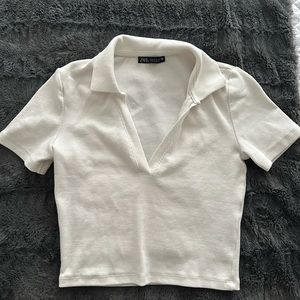 Zara White Ribbed Top BRAND NEW